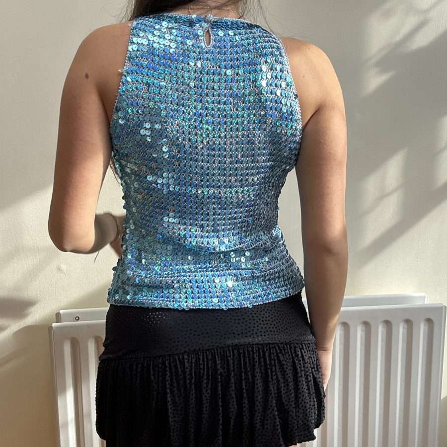 Shop All 451 Dark Blue Sequin Vintage Top