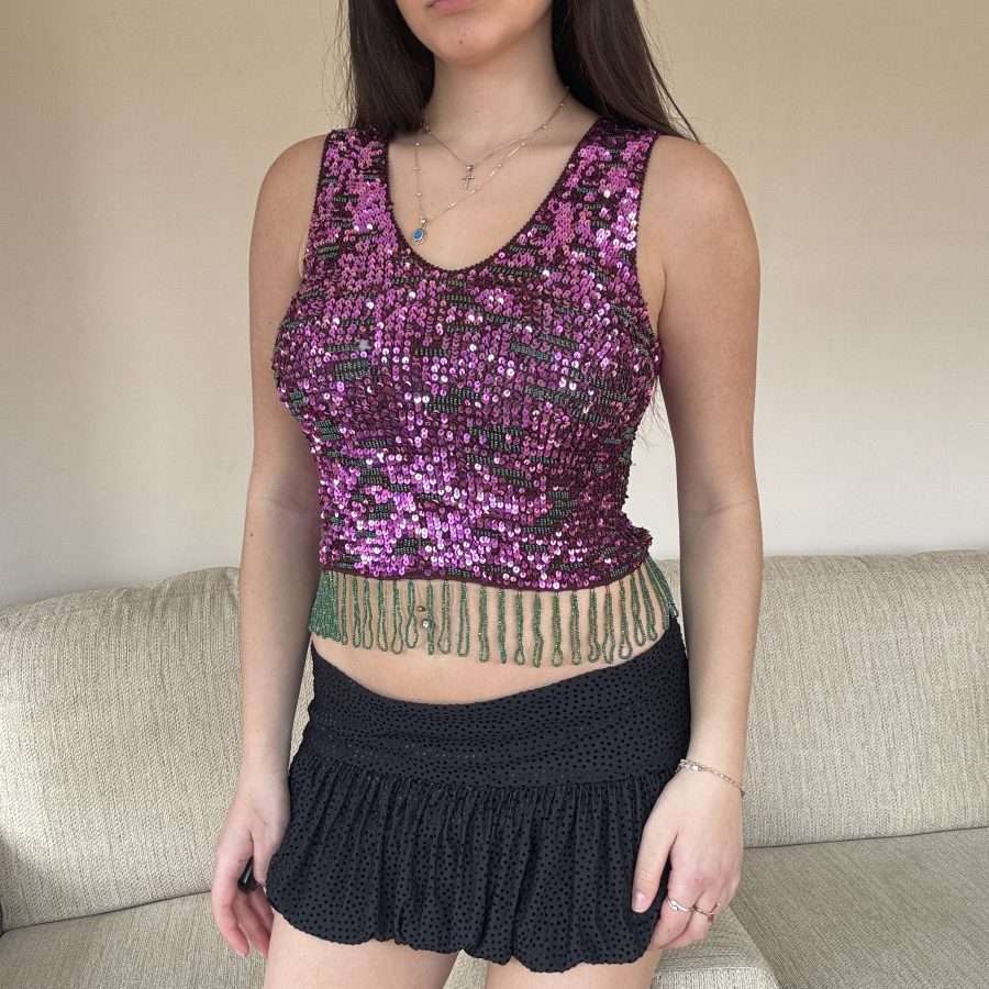 Shop All 423 Purple 00s Sequin Crochet Top (M)
