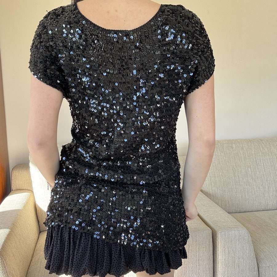 Shop All 411 Black Sequin Crochet Top