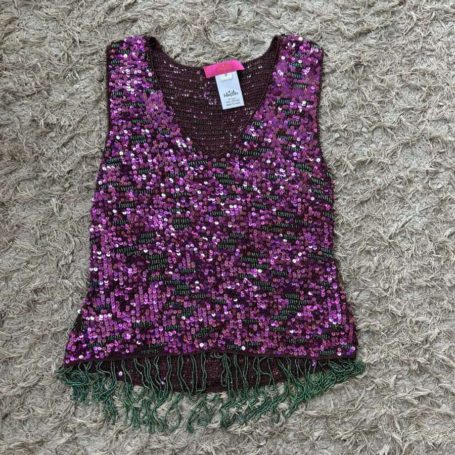Shop All 421 Purple 00s Sequin Crochet Top (M)
