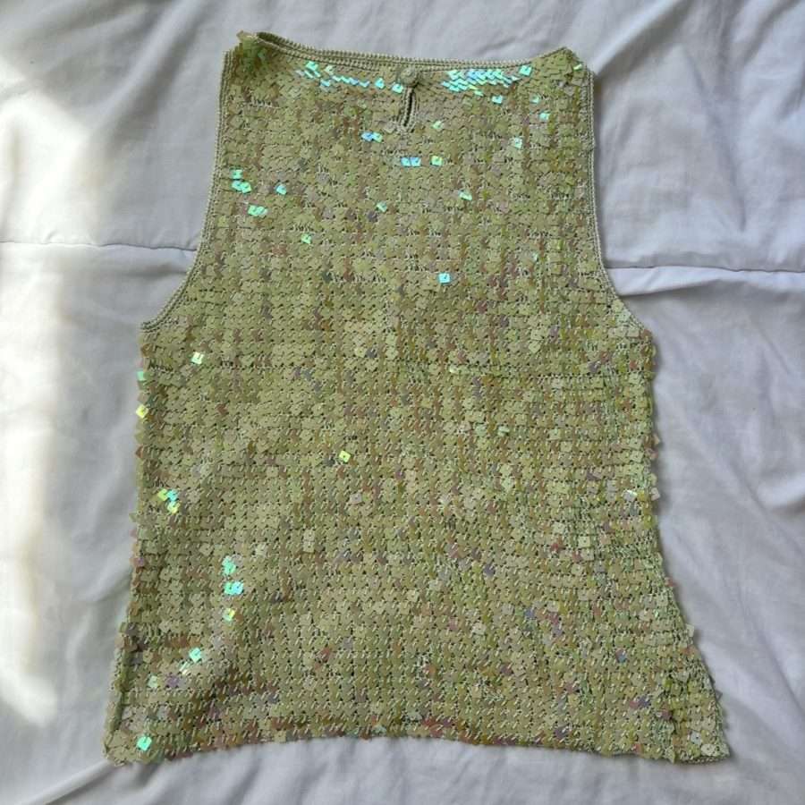 Shop All 287 Green Sequin Vintage Crochet Top