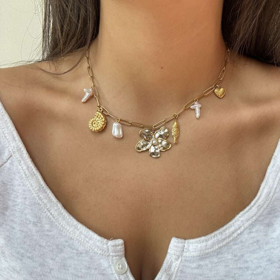 Shop All 359 Gold Flower Charm Necklace