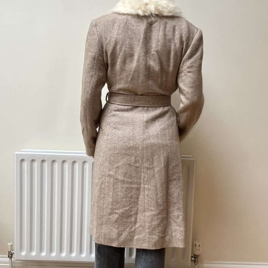 Shop All 239 Beige Coat With Faux Fur Trim (M)