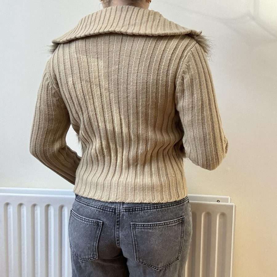 Shop All 207 Cream Faux Fur Knit Zip Up (M)