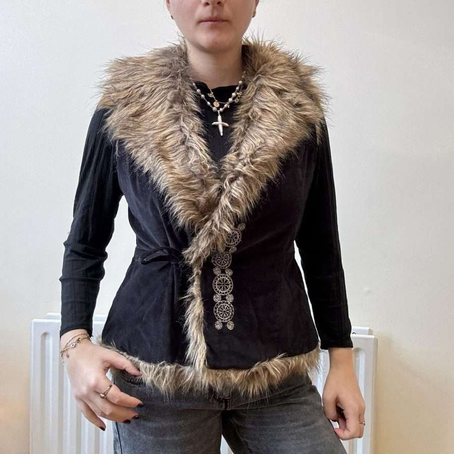 Shop All 213 Black Faux Fur Gilet (L)