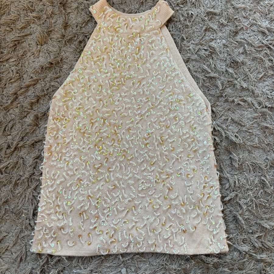 Shop All 157 Gold Sequin Halter Neck Top (S)