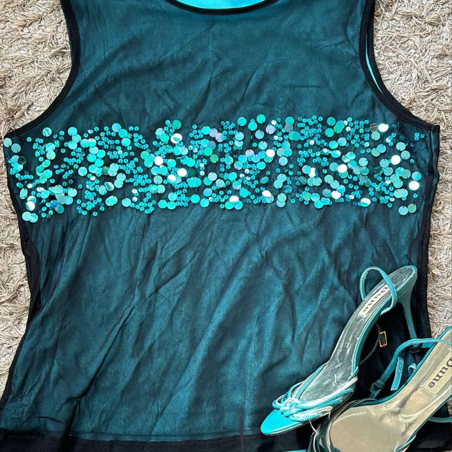 Shop All 125 Blue Mesh Sequin Top (L)