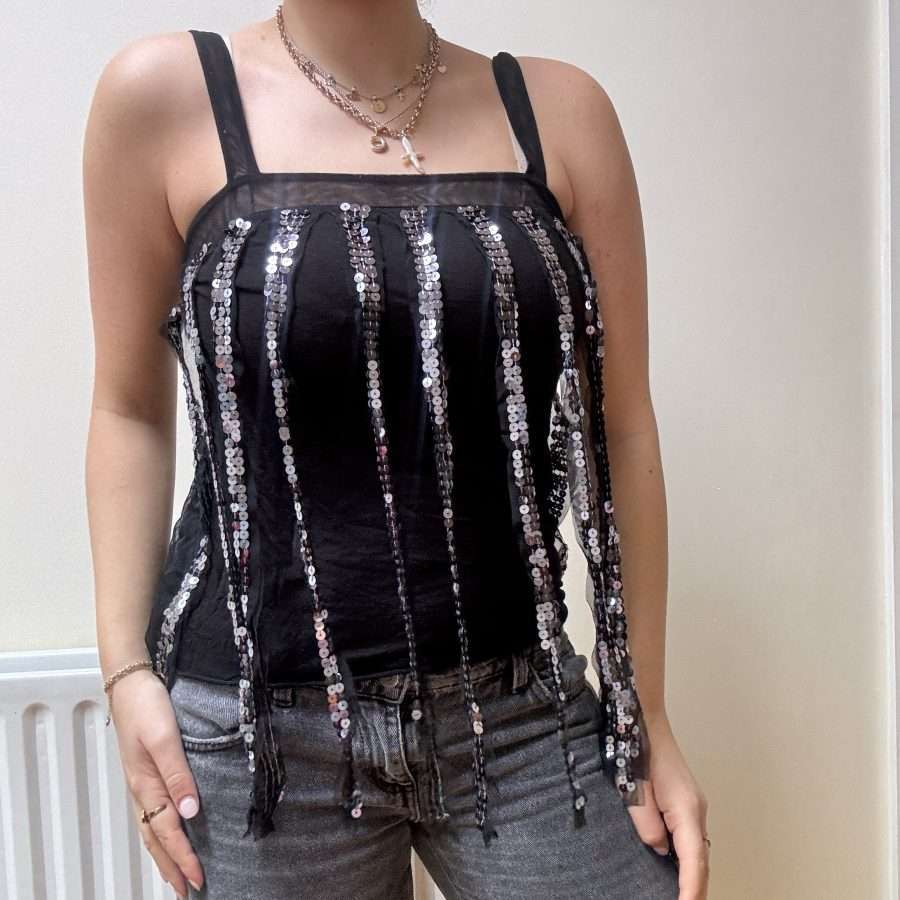 Shop All 111 Black Sequin Y2K Cami Top (M)