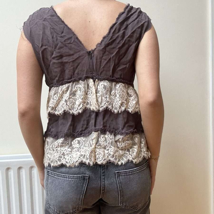 Shop All 119 Brown Y2K Lace Layered Vest (M/L)
