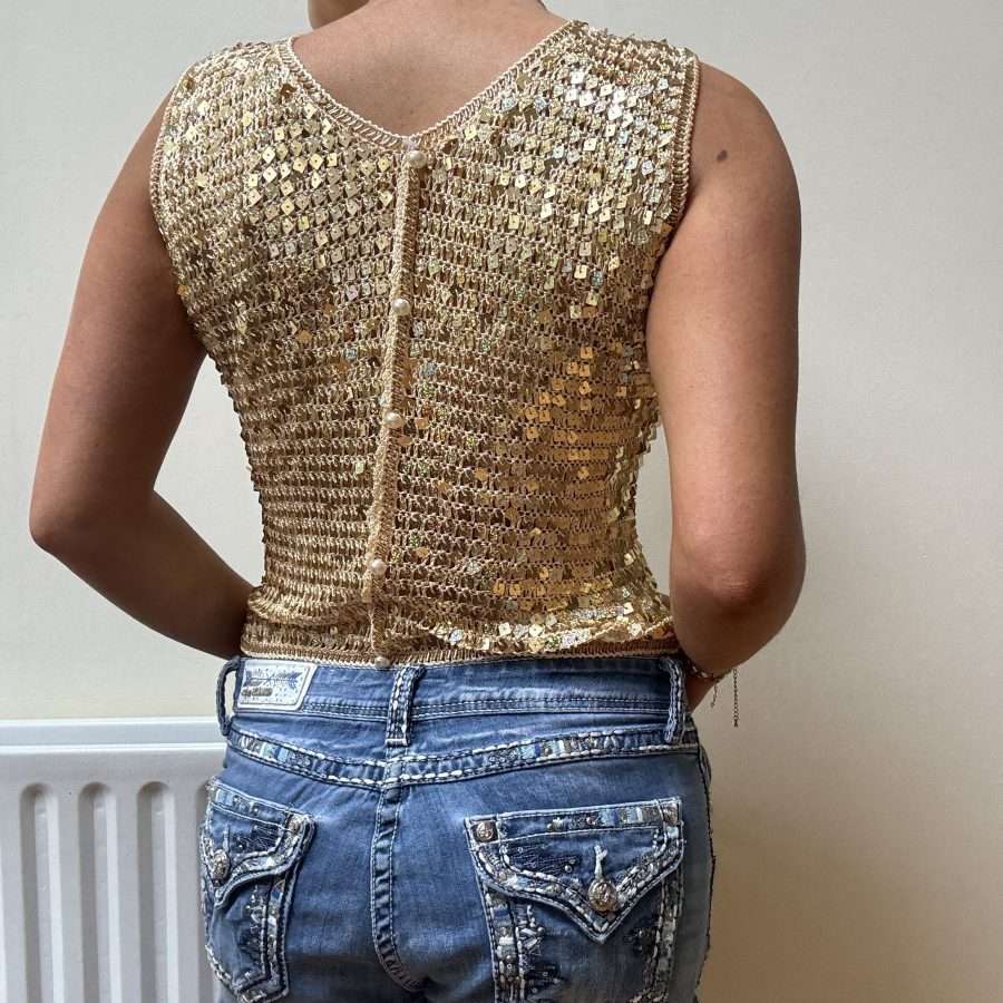Shop All 59 Gold Sequin Crochet Top (S/M)