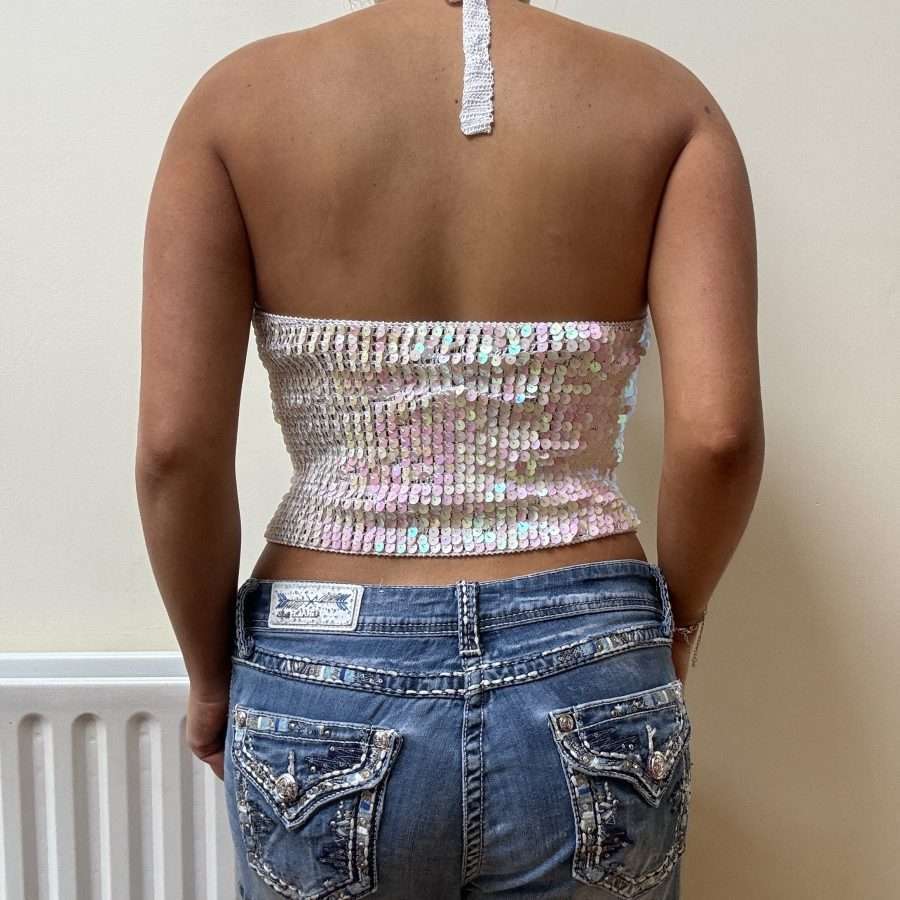 Shop All 63 White Sequin Crochet Top (M)