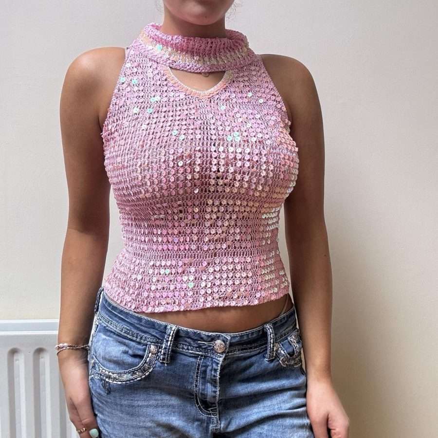 Shop All 49 Pink Sequin Crochet Top